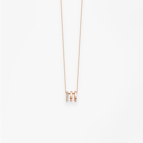 Collier Vanrycke Paris Charlie Or rose 3 anneaux diamants