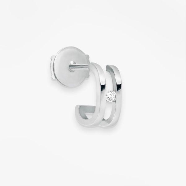 Mono Boucle Vanrycke Charlie Or blanc 18k diamant oreille gauche