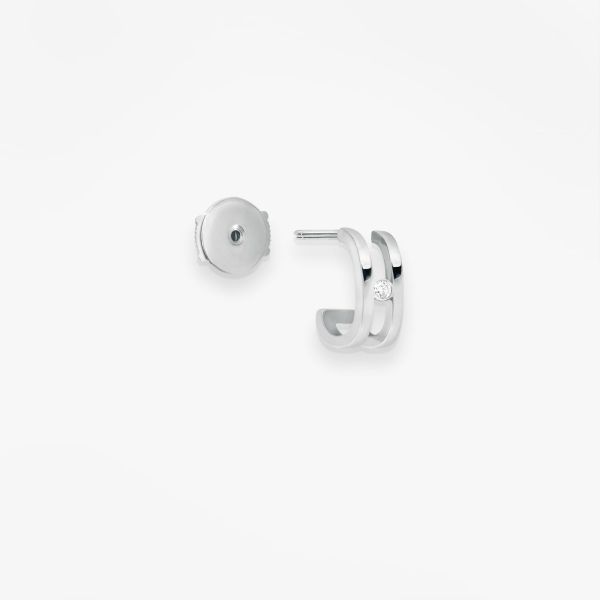 Mono Boucle Vanrycke Charlie Or blanc 18k diamant oreille gauche