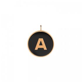 Pendentif Ginette NY Initiale "A" Or Rose Onyx