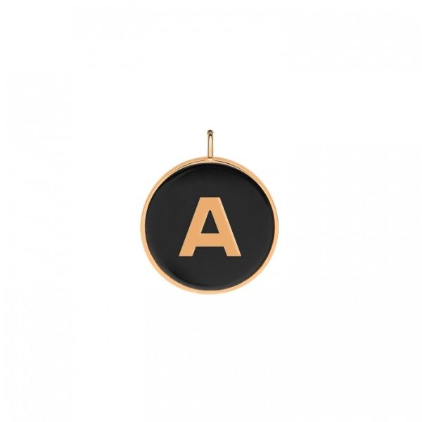 Pendentif Ginette NY Initiale "A" Or Rose Onyx