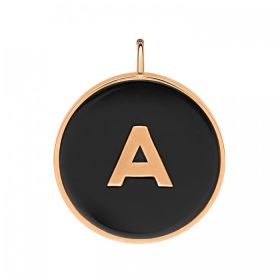 Pendentif Ginette NY Initiale "A" Or Rose Onyx