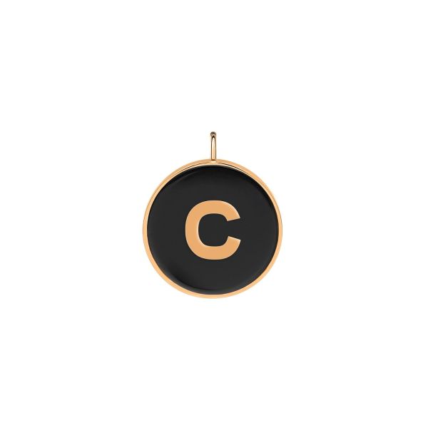 Pendentif Ginette NY Initiale "C" Or Rose Onyx