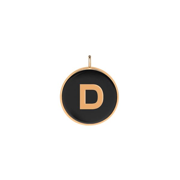 Pendentif Ginette NY Initiale "D" Or Rose Onyx