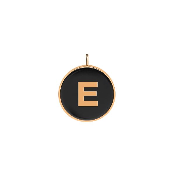 Pendentif Ginette NY Initiale "E" Or Rose Onyx