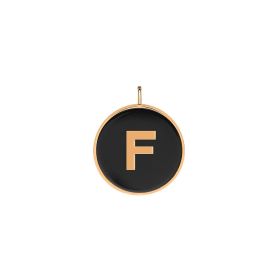 Pendentif Ginette NY Initiale "F" Or Rose Onyx