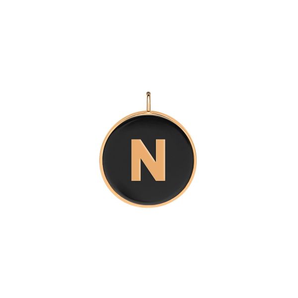 Pendentif Ginette NY Initiale "N" Ever Or Rose Onyx