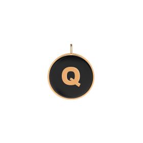 Pendentif Ginette NY Initiale "Q" Ever Or Rose Onyx