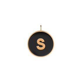 Pendentif Ginette NY Initiale "S" Ever Or Rose Onyx