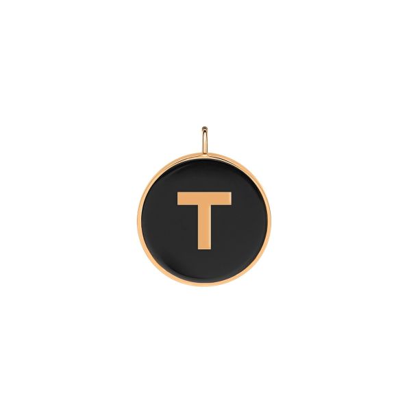 Pendentif Ginette NY Initiale "T" Ever Or Rose Onyx