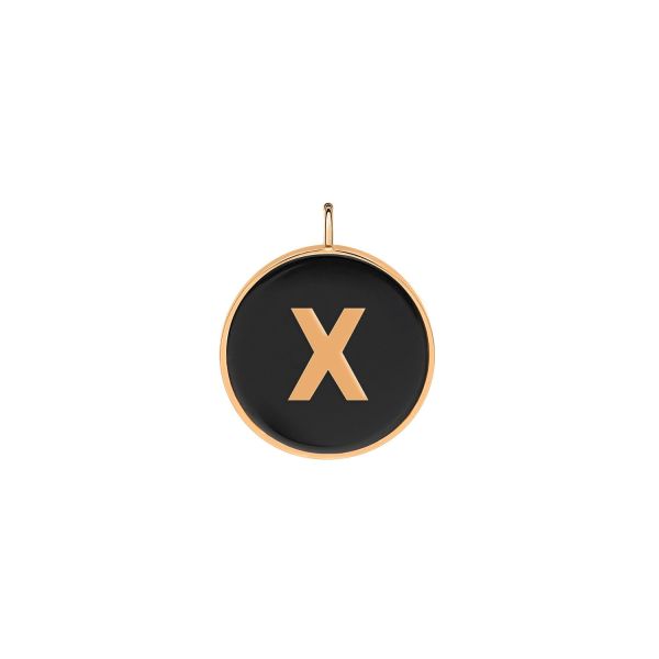 Pendentif Ginette NY Initiale "X" Ever Or Rose Onyx