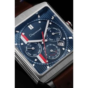 Montre Depancel Série-R01 Blue Automatique Bracelet Racing Marron