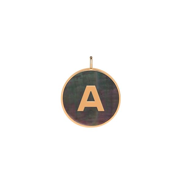 Pendentif Ginette NY Initiale "A" Ever Or Rose Nacre Noire