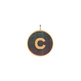 Pendentif Ginette NY Initiale "C" Ever Or Rose Nacre Noire