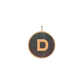 Pendentif Ginette NY Initiale "D" Ever Or Rose Nacre Noire