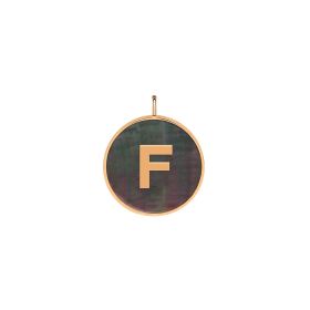 Pendentif Ginette NY Initiale "F" Ever Or Rose Nacre Noire