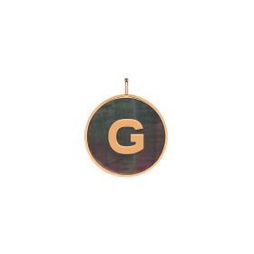 Pendentif Ginette NY Initiale "G" Ever Or Rose Nacre Noire