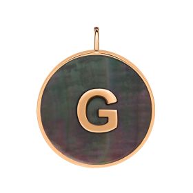 Pendentif Ginette NY Initiale "G" Ever Or Rose Nacre Noire