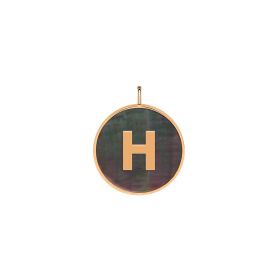 Pendentif Ginette NY Initiale "H" Ever Or Rose Nacre Noire