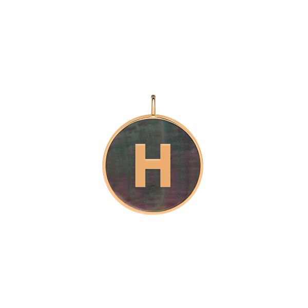 Pendentif Ginette NY Initiale "H" Ever Or Rose Nacre Noire