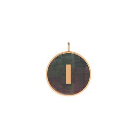 Pendentif Ginette NY Initiale "I" Ever Or Rose Nacre Noire