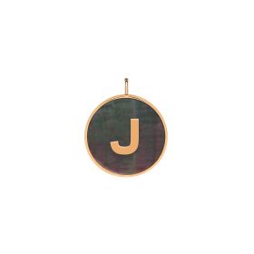 Pendentif Ginette NY Initiale "J" Ever Or Rose Nacre Noire