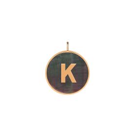 Pendentif Ginette NY Initiale "K" Ever Or Rose Nacre Noire