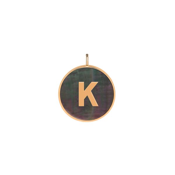 Pendentif Ginette NY Initiale "K" Ever Or Rose Nacre Noire