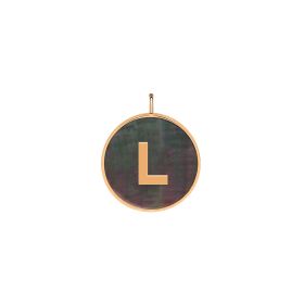 Pendentif Ginette NY Initiale "L" Ever Or Rose Nacre Noire