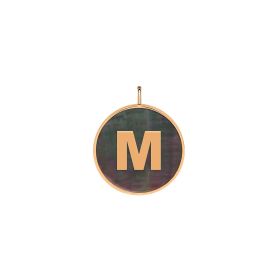 Pendentif Ginette NY Initiale "M" Ever Or Rose Nacre Noire