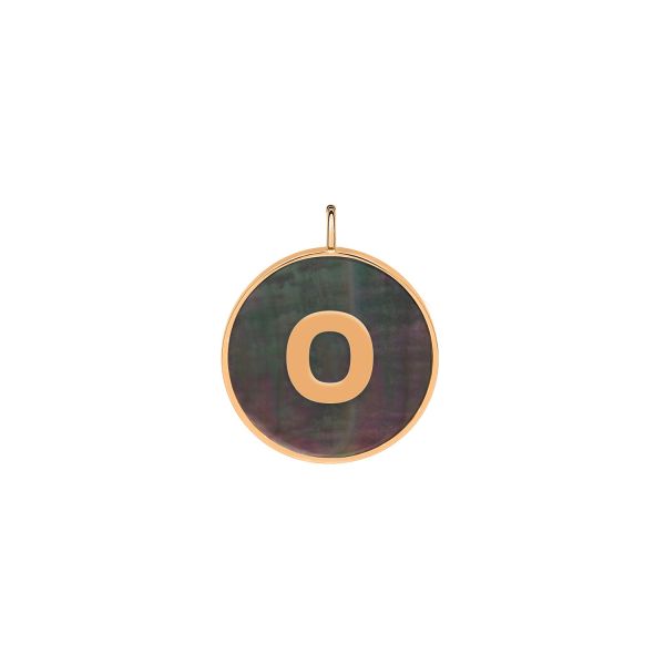 Pendentif Ginette NY Initiale "O" Ever Or Rose Nacre Noire