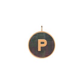 Pendentif Ginette NY Initiale "P" Ever Or Rose Nacre Noire