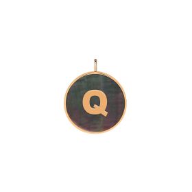 Pendentif Ginette NY Initiale "Q" Ever Or Rose Nacre Noire