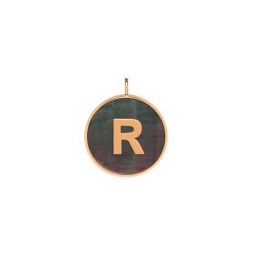 Pendentif Ginette NY Initiale "R" Ever Or Rose Nacre Noire