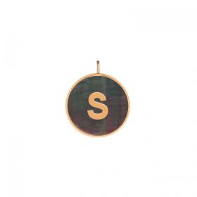Pendentif Ginette NY Initiale "S" Ever Or Rose Nacre Noire