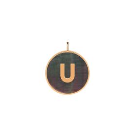 Pendentif Ginette NY Initiale "U" Ever Or Rose Nacre Noire