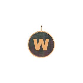 Pendentif Ginette NY Initiale "W" Ever Or Rose Nacre Noire
