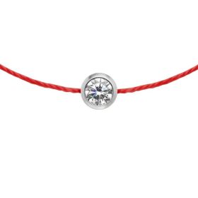 Bracelet Redline Pure 1 Diamant 0.10ct Or Blanc Fil Rouge