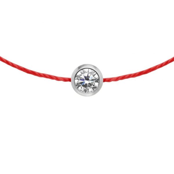 Bracelet Redline Pure 1 Diamant 0.10ct Or Blanc Fil Rouge