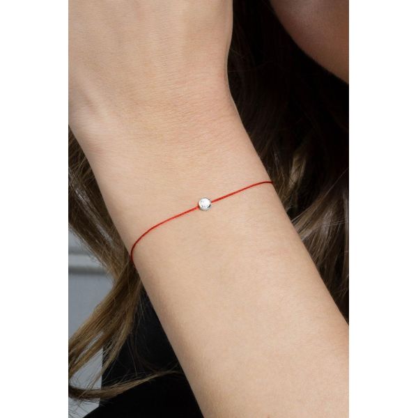 Bracelet Redline Pure 1 Diamant 0.10ct Or Blanc Fil Rouge