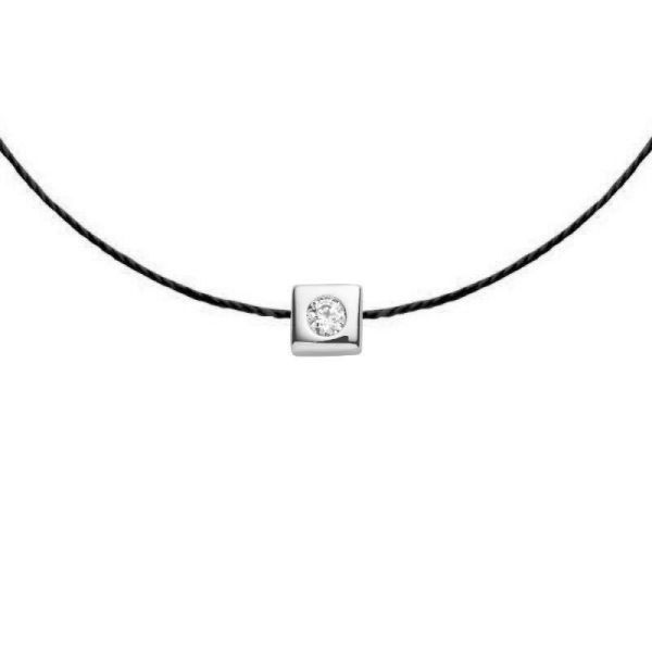 Bracelet Redline NOIS CARRE 1 Diamant 0.05 ct argent fil noir