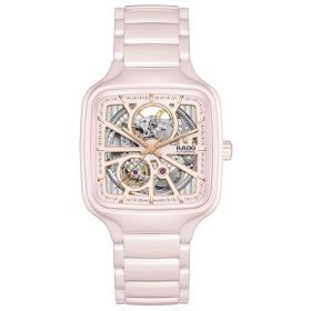 Montre Rado True Square Automatic Open Heart Céramique Rose 38 mm