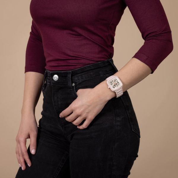 Montre Rado True Square Automatic Open Heart Céramique Rose 38 mm