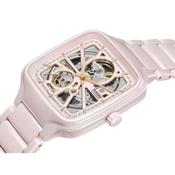 Montre Rado True Square Automatic Open Heart Céramique Rose 38 mm