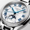 Montre Longines Primaluna Moonphase 34 mm Automatique Cadran Argenté Bracelet Acier