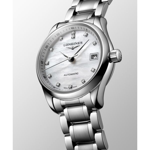 Montre Longines Master Collection 25.50 mm Automatique Cadran Nacre blanche Bracelet Acier
