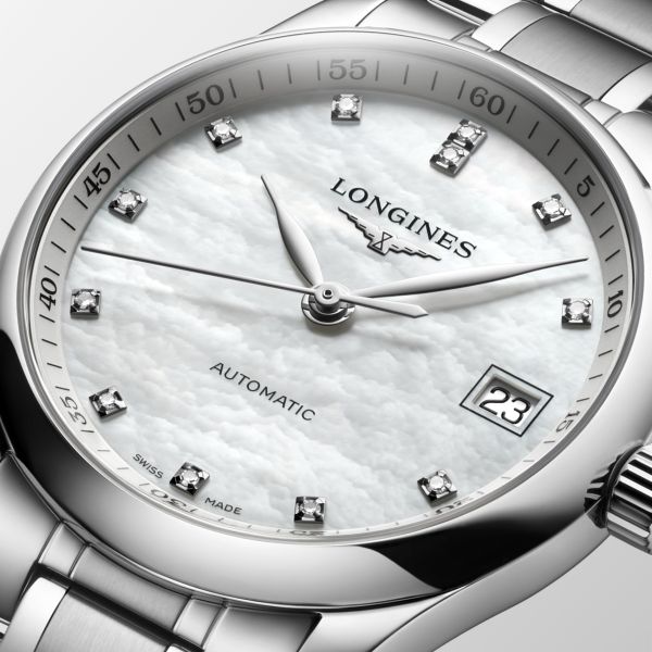 Montre Longines Master Collection 34 mm Automatique Cadran Nacre blanche Bracelet Acier