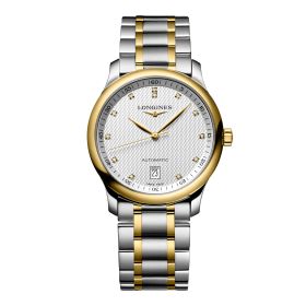 Montre Longines Master Collection 38.50 mm Automatique Cadran Argenté Bracelet Acier et coiffe en or jaune