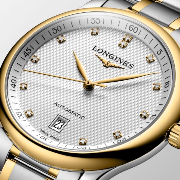 Montre Longines Master Collection 38.50 mm Automatique Cadran Argenté Bracelet Acier et coiffe en or jaune