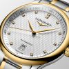 Montre Longines Master Collection 38.50 mm Automatique Cadran Argenté Bracelet Acier et coiffe en or jaune